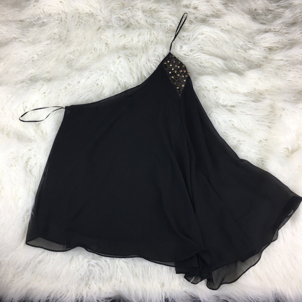 Double Zero Women's Black One Shoulder Blouse S - Picture 2 of 6